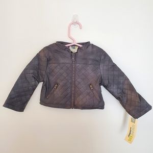 Genuine Kids From Oshkosh Grayish Brown Faux Leather Jacket 12M